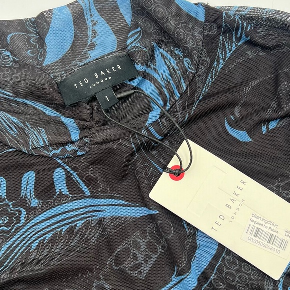 Ted Baker Judine Blue Mesh High Neck Long Sleeve Mock Neck Top XXS - Picture 5 of 5